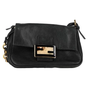 Fendi Mini Mama Forever Baguette Shoulder Bag In Leather Women Black One Size - Picture 1 of 12
