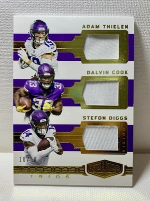 2018 Panini Plates & Patches Talented Trios Thielen Diggs Cook #’d /50 Vikings - Image 1 of 2