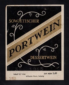 German Bottle Labels - Soviet Port Wine Dessert Wine, Wilhelm Horn, Leipzig - Picture 1 of 1