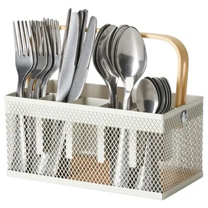 IKEA VIMPELFISK Stainless Steel 24pc Cutlery Set with Bamboo Storage Caddy - Picture 1 of 6