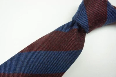 Corbata Cesare Attolini Azul Cobalto Merlot Rojo Tejida 100% Lana TOTALMENTE NUEVA Foto 1 de 4