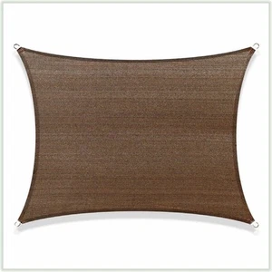 COLOURTREE 12 ft. x 18 ft. 190 GSM Brown Rectangle Sun Shade Sail Screen Canopy, - Picture 1 of 12