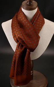 100% Seide Herren Damen Schal Halstuch Halstuch lang kariert orange rot schwarz MY175-10 - Bild 1 von 5