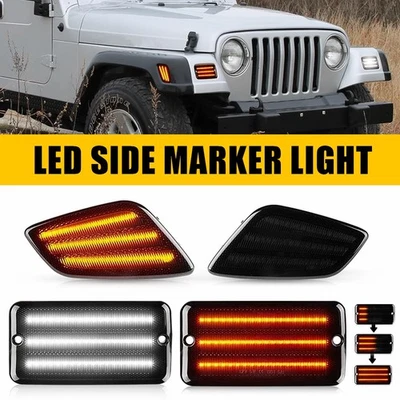 For Jeep Wrangler TJ 1997-06 Smoke LED Bumper Signal Front Side Marker Light 4X - Image 1 of 4