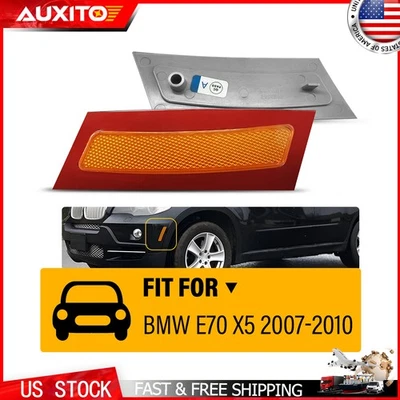 Par de luces marcadoras ámbar reflector parachoques delantero derecho+derecho para BMW X5 E70 2007-2010 Foto 1 de 4