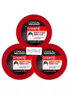 3 X Loreal Mens Expert Extreme Fit Indestructible Fixing Paste 9 Strength 3x75ml - Picture 1 of 5
