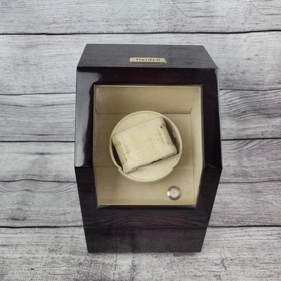 Enrolladora automática de reloj individual Heiden madera de cerezo con adaptador de CA y funda de almohada Foto 1 de 4