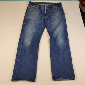 Levis 501 Button Fly Jeans Mens 40x32 Blue Denim Straight Leg Classic Fit - Picture 1 of 19