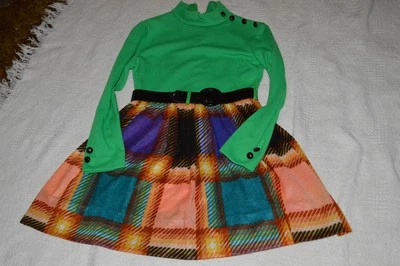 Vestido vintage años 60 mod cinturón cintura op art niños años 60 verde neón cremallera de trabajo Foto 1 de 4