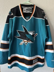 San Jose Sharks Jersey Mens XL Teal Black White NHL Hockey Reebok 2010s - Bild 1 von 5