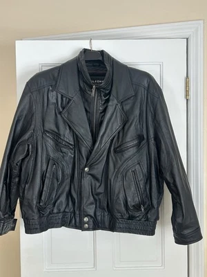 Chaqueta de motociclista Wilson de cuero XXL con cremallera forro aislante negra Foto 1 de 4