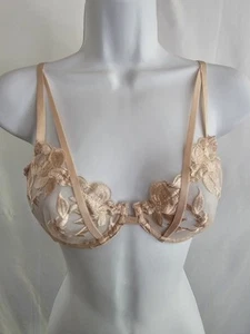 Bluebella BH Damen beige transparent Blumen Träger Bügel ungefüttert Größe 32C - Bild 1 von 12