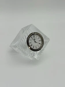 Waterford Meridian Crystal Cube Desk Clock Paperweight Ireland 3.5” - Picture 1 of 3