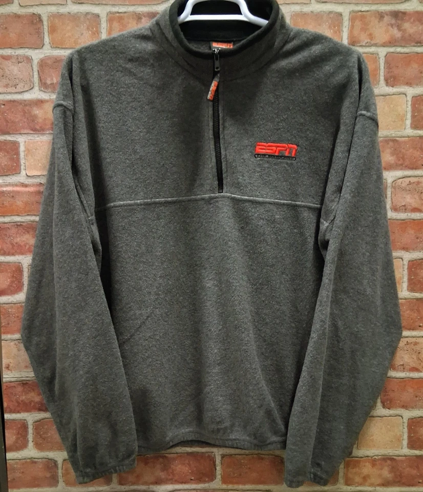 ESPN Magazine Para hombres XL 1/4 Cremallera Polar Pullover Gris Sudadera Logo Chaqueta Foto 1 de 4