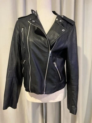 Chaqueta estilo motociclista negra de cuero sintético para mujer H+M talla 6 Foto 1 de 4