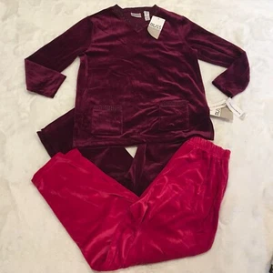 Lotto tuta da donna vintage velluto pista viola rosa caldo pantaloni maglione nuovi con etichette 3 pz - Foto 1 di 7