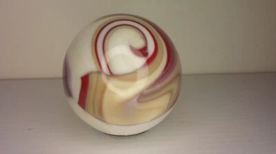 Vintage 2" vidrio escoria Akro Ágata perilla de cambio espiral rojo. blanco, tostado Z146 Foto 1 de 4
