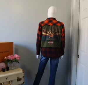Handmade Upcycled Harley Davidson Tucson Ombre Flannel Youth Child Size L - Picture 1 of 9