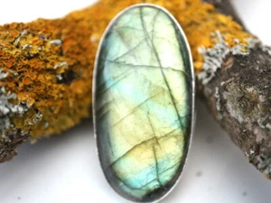 GOLDJUNGE69 GW LABRADORIT  XL OVAL 41mm tolles Feuer Damen RING (18,5) SILBER-RI - Bild 1 von 3