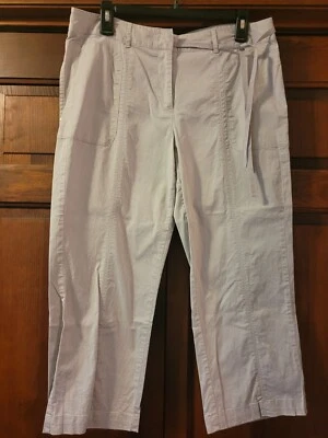 Pantalón capri mujer Vera Wang beige claro, decoración con cordón, bolsillos grandes Foto 1 de 4