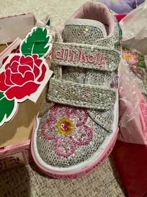 Lelli Kelly Plata LK8382 Brillo B Vel Zapatos VF1365 Tenis Tenni Rosa Flor Foto 1 de 4