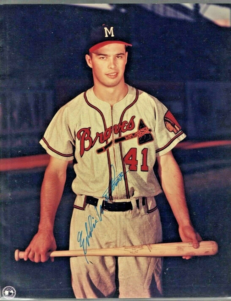 *EDDIE MATHEWS*  Hand-Signed 8x10 Color Photo  MILWAUKEE BRAVES - Image 1 of 1