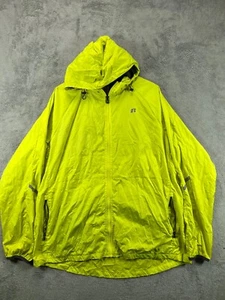 RUSSELL Mens XL Windbreaker Jackets Hooded Yellow Lightweight Full Zip Softshell - Picture 1 of 9