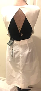 NWT JIL SANDER White Sexy Cutout Dress Size 6 Open Back Triangle Italy Women's - Picture 1 of 12