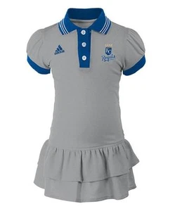 NWT Adidas Kansas City Royals Kids Girls 4-6X Puff Sleeve Preppy Fan Polo Dress - Picture 1 of 1
