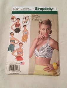 Simplicity Pattern 1426 Misses Retro 50’s Vintage Bra Top Halter Size 4-12 - Picture 1 of 3