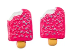 Ice Am Stalk Studs Earrings Miniblings Icecream Schokoeis Sweet Pink Bite - Picture 1 of 4