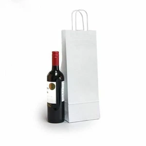 Italian White Paper One Bottle Bag with Twisted Handles 15cm x 39.5cm + 8cm - Picture 1 of 1