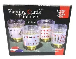 Insulated Playing Cards Tumblers Shatter Proof Set of (4) 12 oz NEW OPEN BOX - Picture 1 of 7
