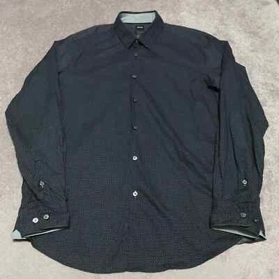 BOSS Hugo Boss Regular Fit Shirt Men's XL Blue Polka Dot Button Up Long Sleeve - Image 1 of 4