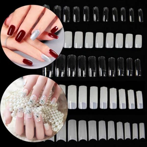 100Pcs False Nail Tips Full Cover Ballerina Long Coffin Fake Nails Art Manicure - Picture 1 of 14