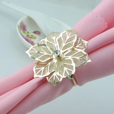 4 Pezzi Anelli per Tovaglioli da Festa Porta Tovaglioli Fiori Scintillanti Anelli per Tovaglioli - Immagine 1 di 4