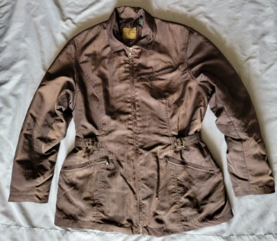 Abrigo Liz Claiborne LizWear Mujer Talla 10 Marrón Nylon Acolchado Forro Chaqueta  Foto 1 de 4