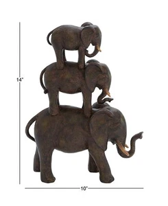 Polystone Elephant Decorative Sculpture Home Decor Statue Accent Figurine 10"... - Picture 1 of 2