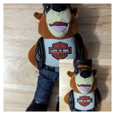 9 pulgadas marrón naranja oso plisado sombrero chaleco botas harely davidson top peluche Foto 1 de 4