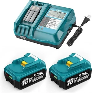 2 Pack Replacement 18V Battery 6.0Ah Compatible with BL1840B BL1850B BL1860B - Picture 1 of 7