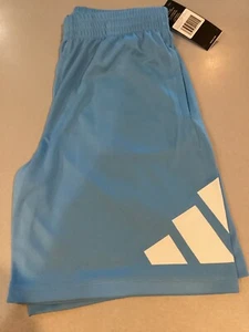 Adidas Youth Blue White Three Stripe Logo Athletic Shorts SZ Medium 10/12 - Picture 1 of 3