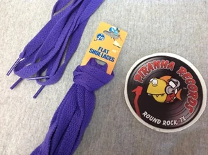 Purple Thin Flat 45" x (3/8"-5/8") JN Shoelaces Shoe Strings Piranha Records - Picture 1 of 3