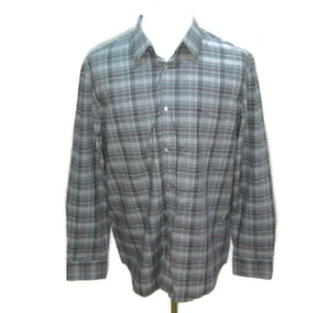 CALVIN KLEIN Men's (Large) Gray Plaid Long Sleeve Button Front Shirt 100% Cotton - Picture 1 of 4