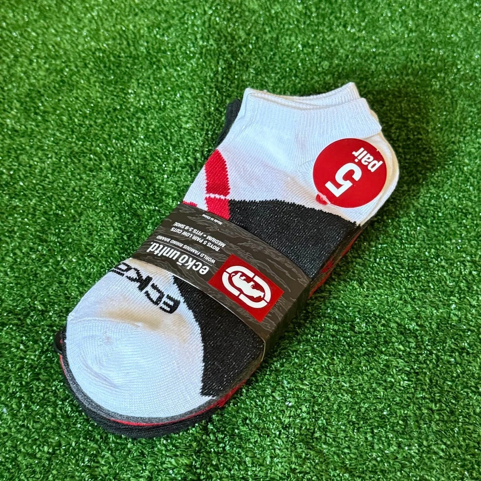 Paquete de 5 pares de calcetines deportivos multicolores de corte bajo Ecko Unltd para niños talla M NUEVO Foto 1 de 4