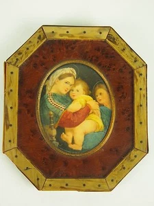 THE VIRGIN OF THE CHAIR. MINIATURE. OIL. COPY OF RAFAEL. XIX-XX CENTURY - Picture 1 of 1