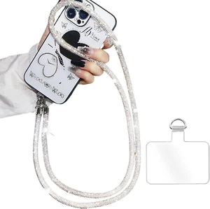 Floralgrace Collana a Tracolla Con Strass Glitterati, Cordino per Telefono, Cord - Zdjęcie 1 z 12