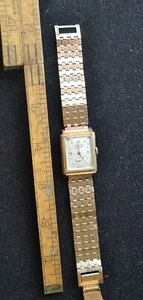 Vtg EBERHARD & Co.14K SOLID GOLD Lemeiux Case MENS WATCH 17J Chunky Swiss Tank - Picture 1 of 12