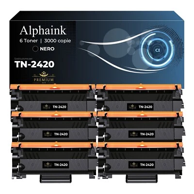 KIT 6 TONER TN-2420 COMPATIBILI BROTHER MFC L2710DW L2710DN L2710 L2750 L2730 - Immagine 1 di 4