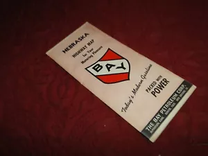 SELTENE 1940er BAY PETROLEUM CORP. GAS & ÖL ROAD Karte von Nebraska seltenes Lot # E-47 - Bild 1 von 5