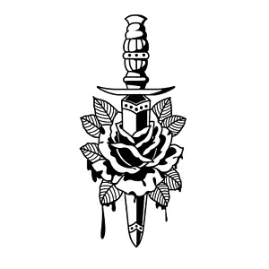 SteezyInk temporary tattoo Rose Dagger last upto 2 weeks 3 x 6 inch - Picture 1 of 3